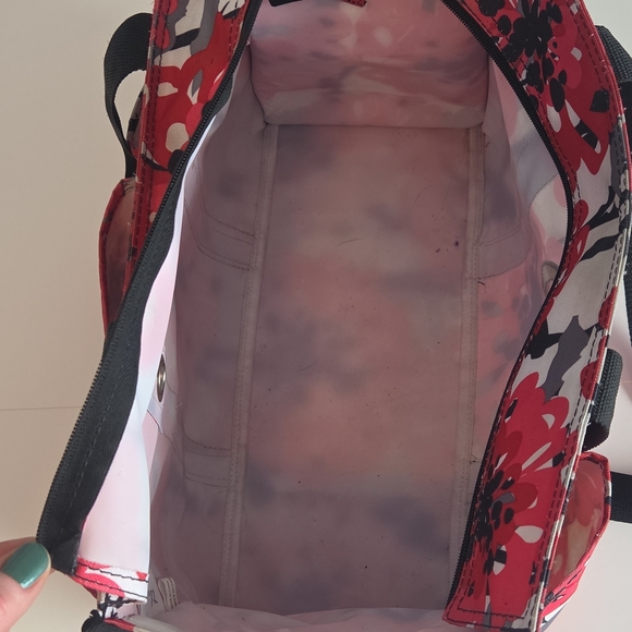 Thirty-One Pink Floral Tote with Black Straps With Monagram "S" - Picture 8 of 10